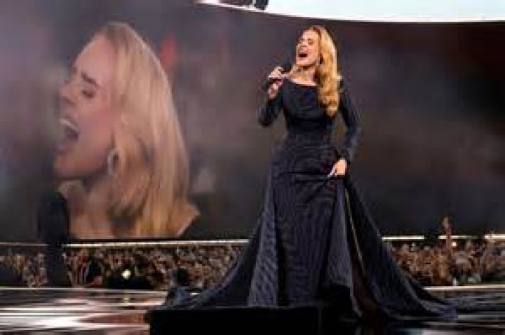 Adele performs on stage as American Express present BST Hyde Park in Hyde Park
