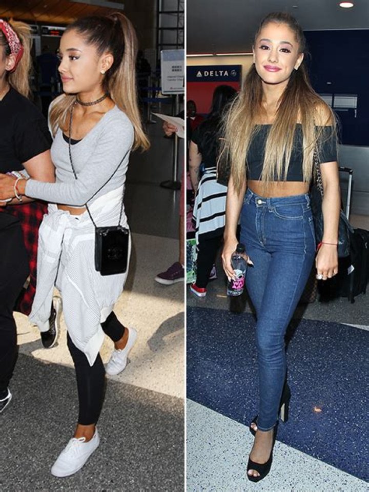 ariana grande makeunder airport outfit