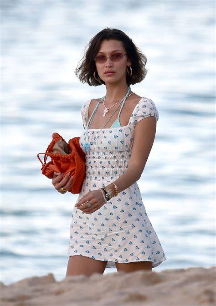 Bella Hadid In A Bikini Top & Skirt
