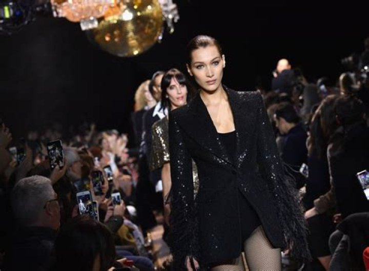 Bella Hadid walking the runway at Paris Fashion Week