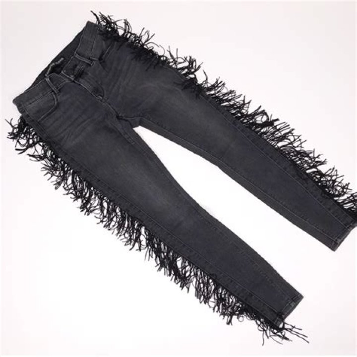 black fringe jeans