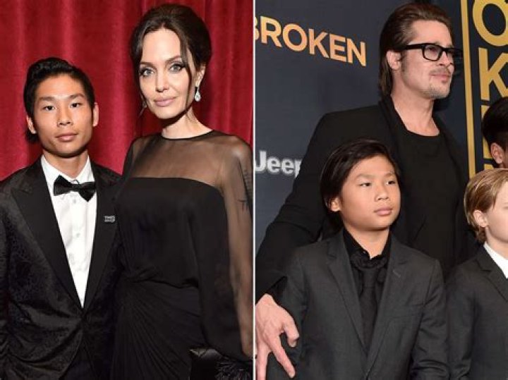 Brad Pitt With Maddox, Pax and Shiloh On A Red Carpet