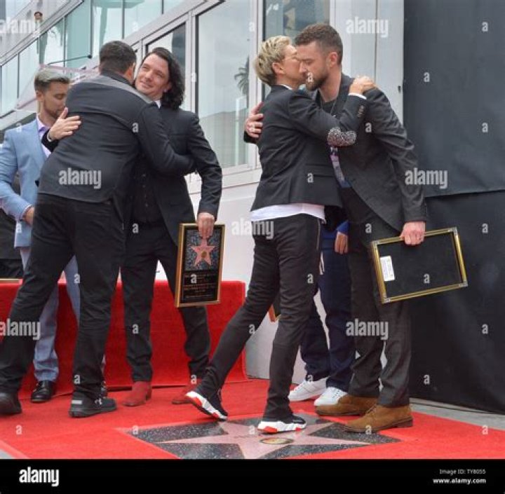 Carson Daly, Ellen DeGeneres, Lance Bass, JC Chasez, Joey Fatone, Justin Timberlake and Chris Kirkpatrick NSYNC honored with a star on the Hollywood Walk of Fame, Los Angeles, USA - 30 Apr 2018