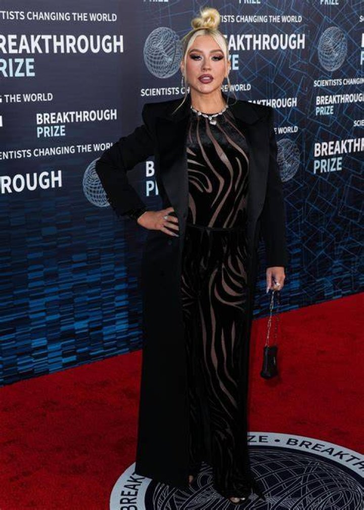 Christina Aguilera 9th Breakthrough Prize Ceremony, Academy Museum of Motion Pictures, Los Angeles, California, USA - 15 Apr 2023 Wearing Versace Same Outfit as catwalk model *13413402at