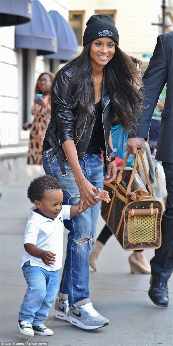 Ciara holds her baby son Win