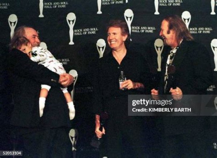 CROSBY David Crosby holds his two-year-old son Jango in the wee hours of Wednesday morning, after he was inducted into the Rock and Roll Hall of Fame with Crosby Stills and Nash Tuesday in ClevelandROCK HALL INDUCTIONS, CLEVELAND, USA