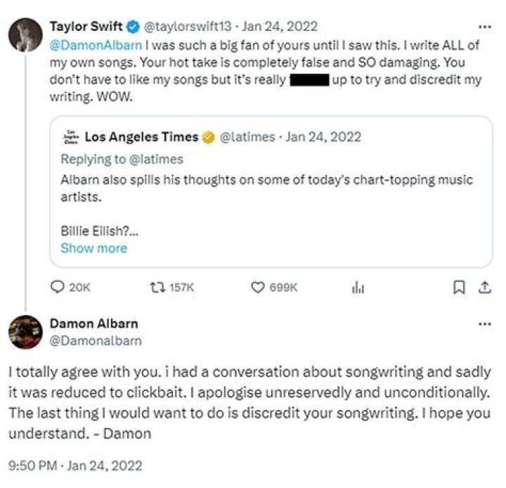 Damon Albarn Tweet