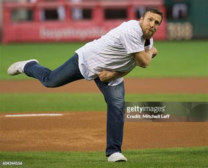Daniel Bryan throws a pitch at the Pittsburgh Pirates v Philadelphia Phillies Game