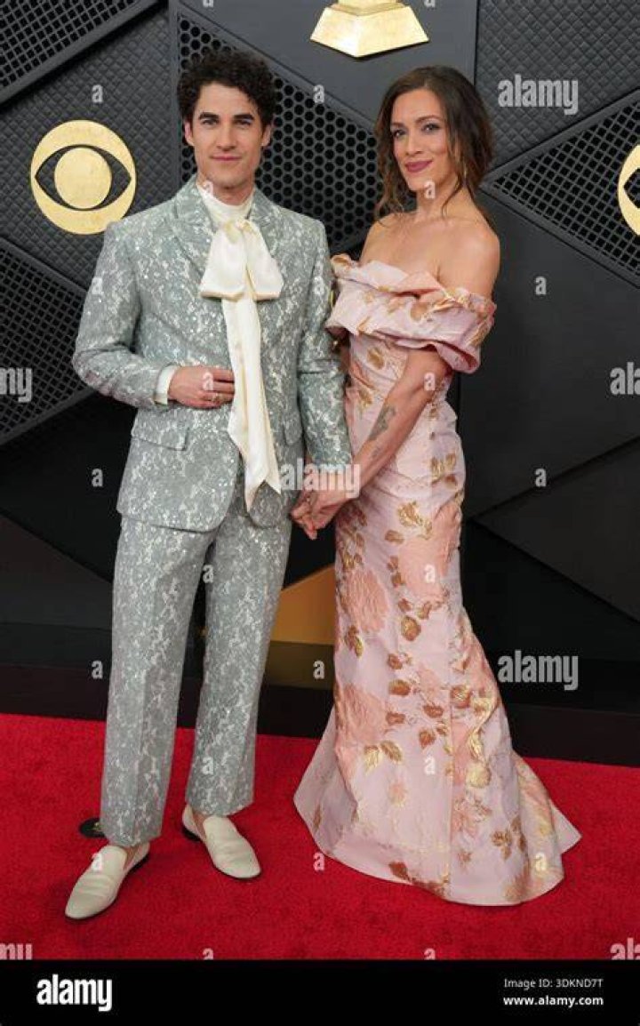 Darren Criss, left, Mia Swier arrive at the 75th annual Tony Awards, at Radio City Music Hall in New York 75th Annual Tony Awards - Arrivals, New York, United States - 12 Jun 2022