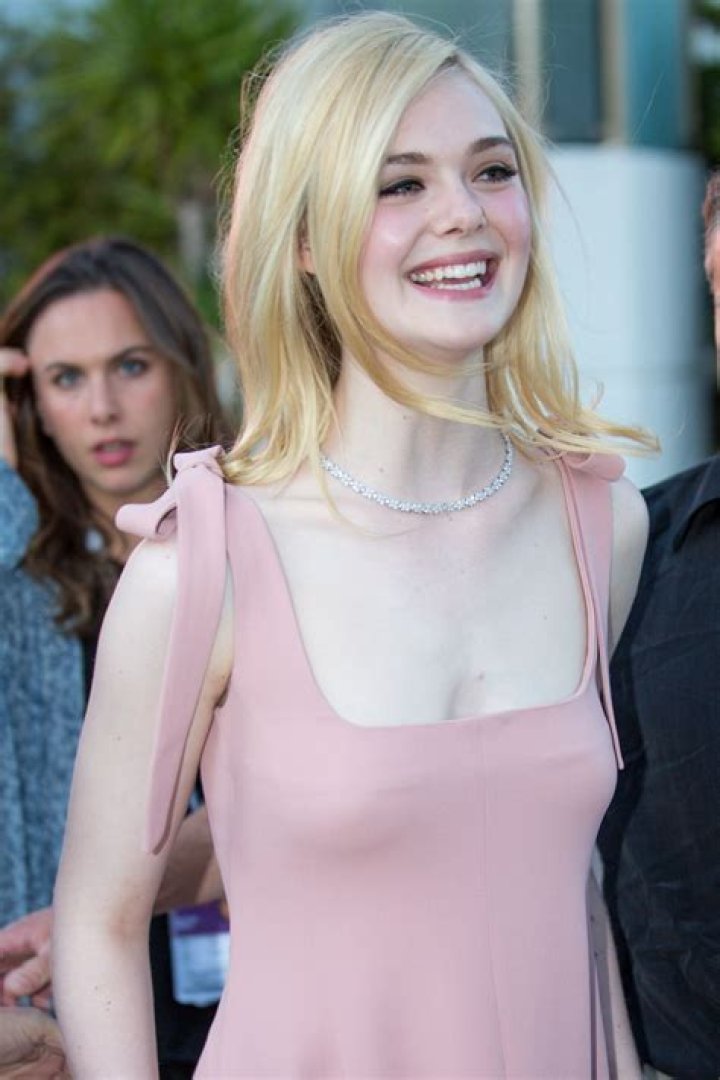 Elle Fanning in a pink dress at D23