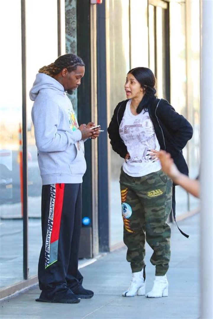 *EXCLUSIVE* Beverly Hills, CA - Cardi B and daughter Kulture was seen in rare form as she attended Teyana Taylor&rsquo;s exclusive listening party for her new album entitled &ldquo;The Album&rdquo;. Cardi looks chic as she sports the signature custom hazmat suit created for Teyana&rsquo;s guest. Offset arrived later and the 3 enjoyed their time with Teyana&rsquo;s daughter and others who attended the listening party. As seen in the picture, Offset embraces his daughter and smiles for the camera with Cardi B behind him. Pictured: Cardi B BACKGRID USA 17 JUNE 2020 BYLINE MUST READ: NYP/BLM / BACKGRID USA: +1 310 798 9111 / UK: +44 208 344 2007 / *UK Clients - Pictures Containing Children Please Pixelate Face Prior To Publication*