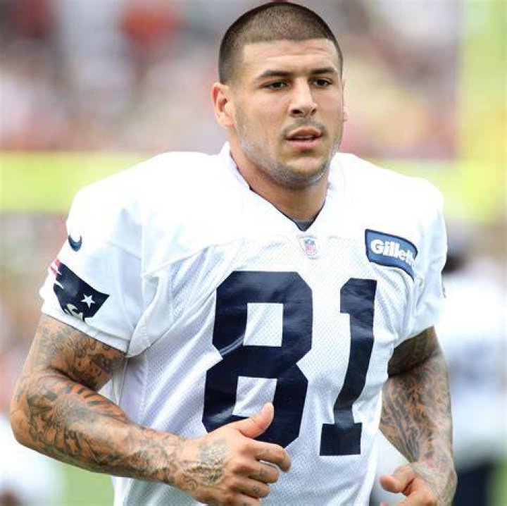 File Photo : AARON HERNANDEZ, the former New England Patriots star who was convicted of murder in 2015, killed himself in his prison cell Wednesday morning. Hernandez, 27, was found hanging in his cell by corrections officers around 3:05 a.m. at the Souza Baranowski Correctional Center, Massachusetts: Pictured: , 2015 - File - Former New England Patriots player AARON HERNANDEZ has been found guilty of the first-degree murder of his friend, another American footballer. Hernandez was sentenced to life in prison without parole. Arrested in 2013 and charged with killing Odin Lloyd, a semi-pro player who was dating the sister of Hernandez's fiancee. Lloyd's body was found with six bullet wounds less than a mile from Hernandez's home. At the time, Hernandez had a contract worth 0m. But within hours of his arrest, the Patriots sacked Hernandez, considered one of the top tight ends playing the game. Pictured - December 23, 2012 - Rutherford, New Jersey - New England Patriots tight end Aaron Hernandez takes a rest on the field before the start of the NFL game between the New England Patriots and the Jacksonville Jaguars Former NFL Star Aaron Hernandez Commits Suicide in Prison, Jacksonville, USA - 19 Apr 2017
