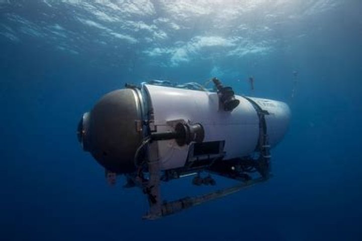 File photo the Titan submersible, operated by OceanGate Expeditions to explore the wreckage of the sunken SS Titanic. Rescuers were scouring thousands of square miles in the remote North Atlantic for a fourth day on Wednesday June 21, 2023, racing against time to find a missing submersible after it disappeared while taking wealthy tourists to see the wreckage of the Titanic in deep waters off Canada's coast. The 21-foot Titan has the capacity to stay underwater for 96 hours, according to its specifications - giving the five people aboard until Thursday (June 22) morning before the air runs out. One pilot and four passengers were inside the submersible early on Sunday (June 18) when it lost communication with a ship on the surface about an hour and 45 minutes into its dive.(OceanGate Expeditions/Handout via EYEPRESS) Image of the Missing Titan Submarine, Atlantic Ocean - 22 Jun 2023
