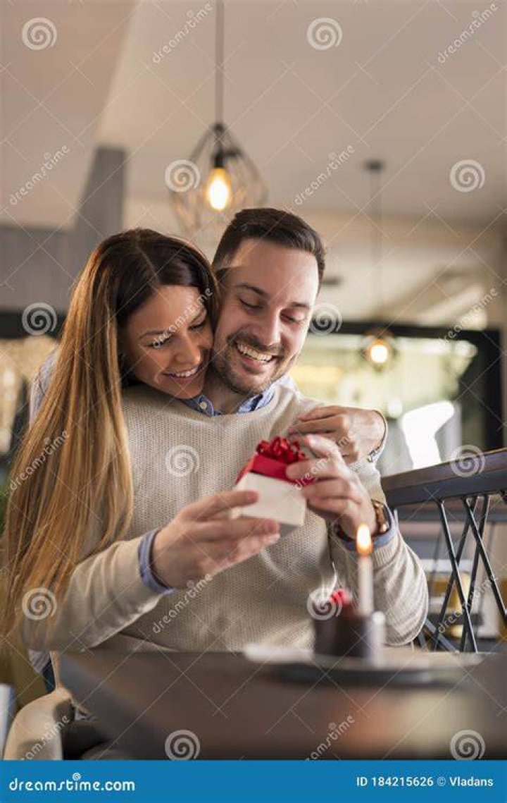 Girlfriend Giving Boyfriend A Birthday Present