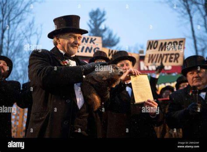 Groundhog Club co-handler John Griffiths holds Punxsutawney Phil, the weather prognosticating groundhog, during the 134th celebration of Groundhog Day on Gobbler's Knob in Punxsutawney, Pa. . Phil's handlers said that the groundhog has forecast an early spring Groundhog Day, Punxsutawney, USA - 02 Feb 2020