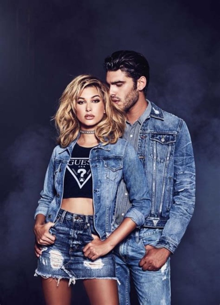 Hailey Baldwin cleavage GUESS anniversary Campaign