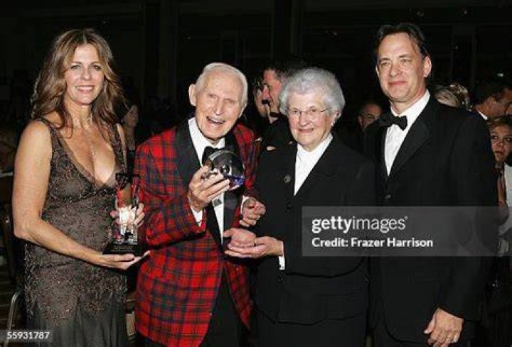 Honoree Tom Hanks, left, Rita Wilson and Colin Hanks attend The Elie Wiesel Foundation For Humanity's Arts for Humanity Gala on in New York Arts for Humanity Gala, New York, USA