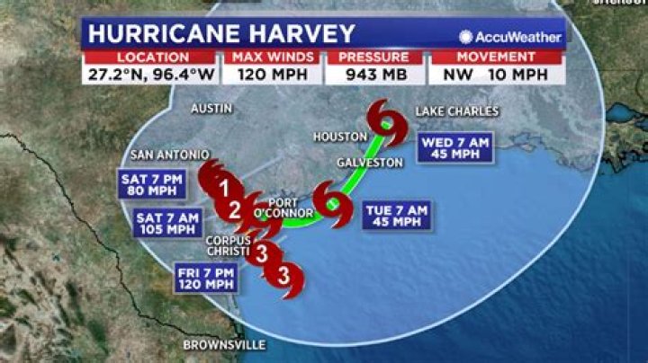 Hurricane Harvey a Category 3 hurricane makes landffall, Corpus Christi, USA &ndash; 26 Aug 2017