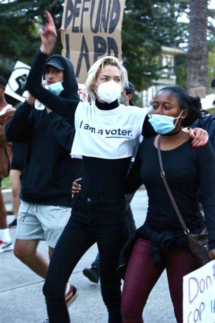 Jaime King protesting
