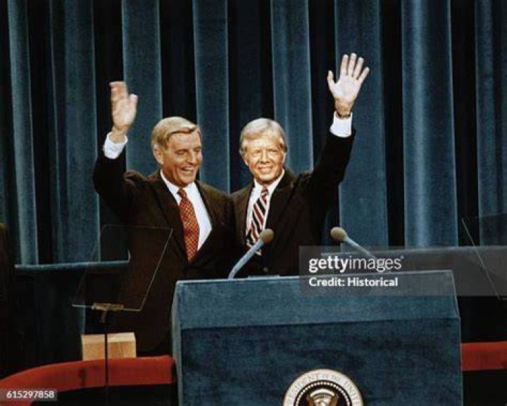 Jimmy Carter, Walter Mondale Jimmy Carter with Sen. Walter Mondale of Minn., his vice presidential choice, on the final night of the national democratic convention in Madison Square Garden in New York Jimmy Carter Walter Mondale, New York, USA