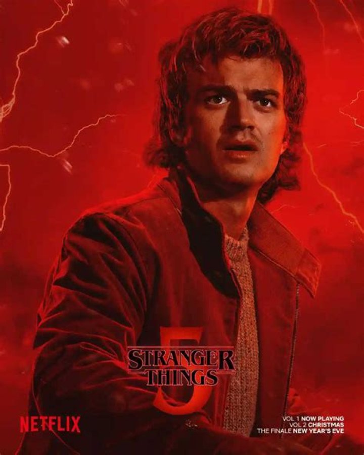 Joe Keery on Stranger Things set
