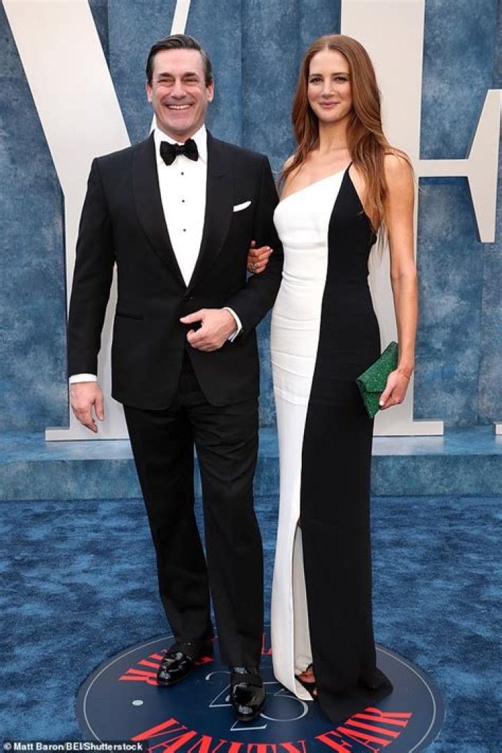 Jon Hamm and his fiancee Anna Osceola in NYC