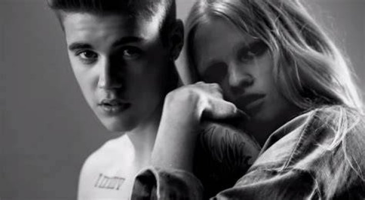 Justin Bieber and Lara Stone model for Calvin Klein, America, 7 Jan 2014