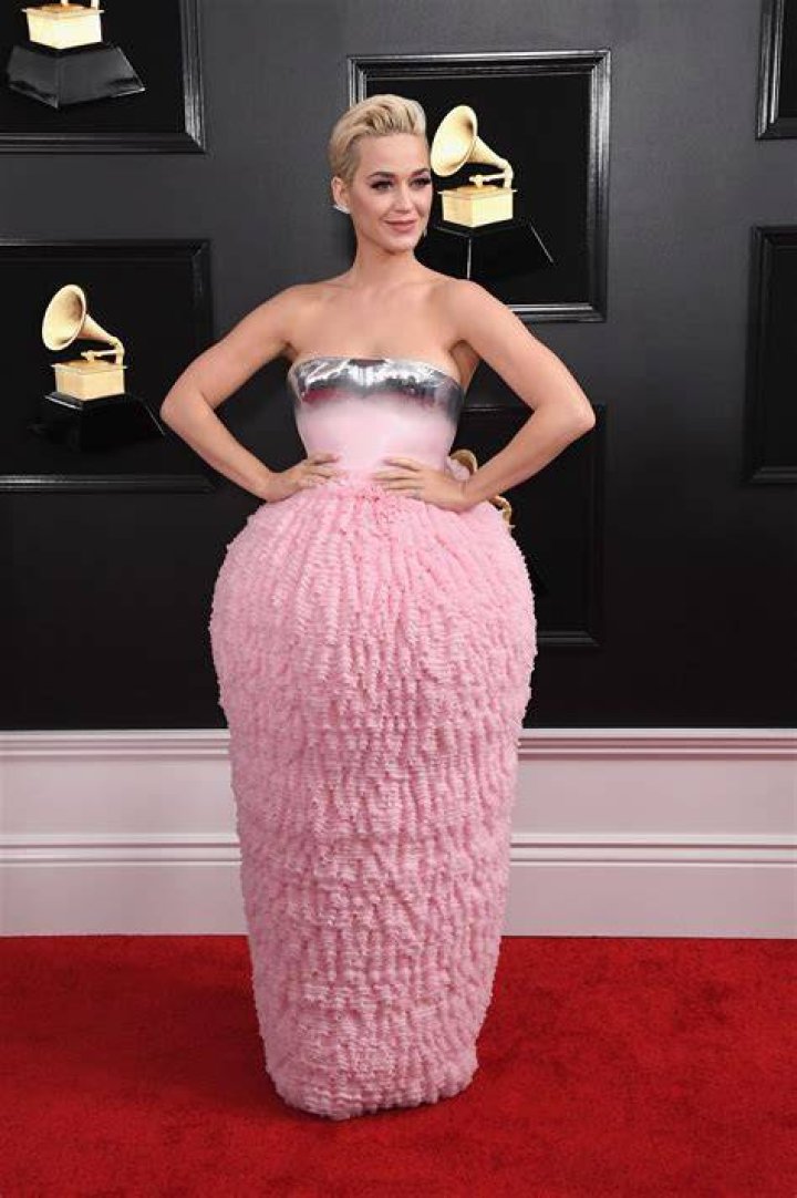 Katy Perry 61st Annual Grammy Awards, Arrivals, Los Angeles, USA - 10 Feb 2019 Wearing Balmain Same Outfit as catwalk model *10068488af