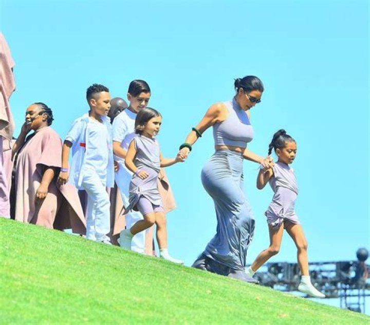 Kim Kardashian At Sunday Service With North West