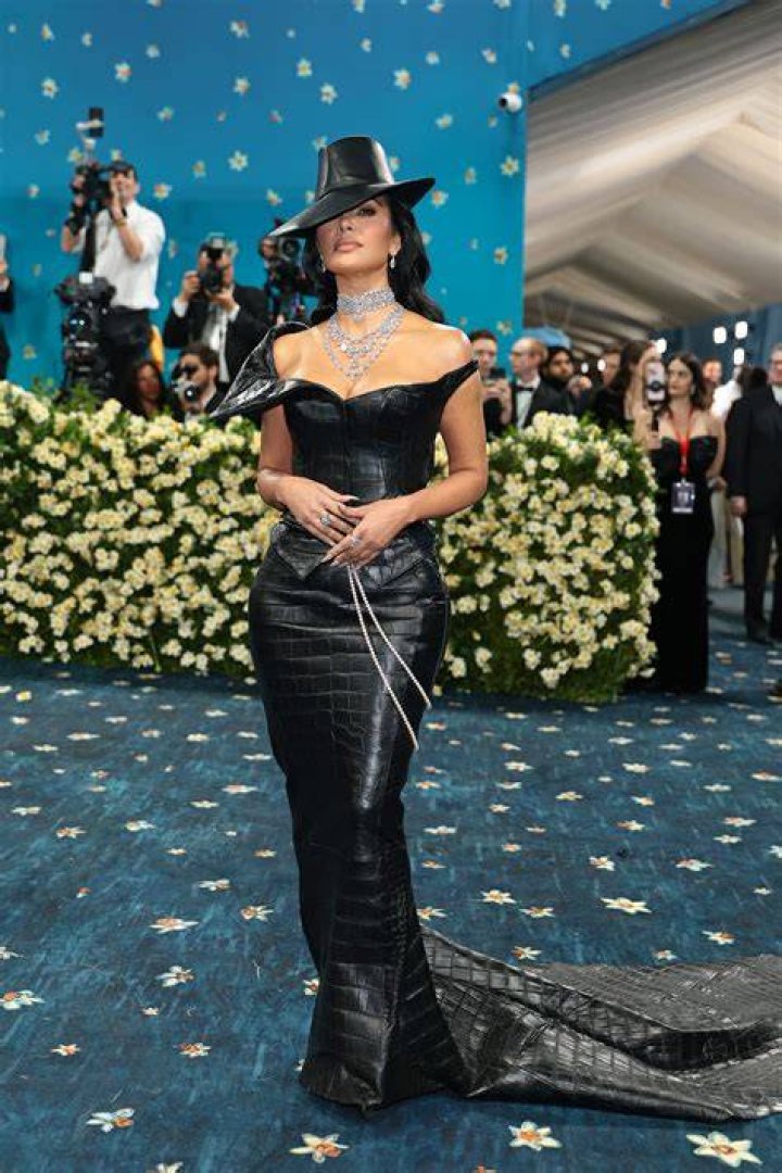 Kim Kardashian In Embroidered Leather