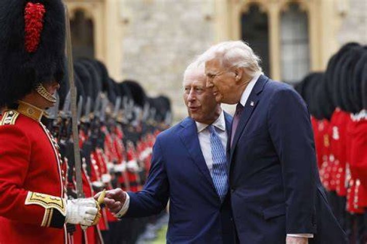 King Charles III and US President Joe Biden in the Grand Corridor at Windsor Castle, Berkshire, during President Biden's visit to the UK. King Charles III meets with US President Joe Biden, Windsor Castle, UK - 10 Jul 2023