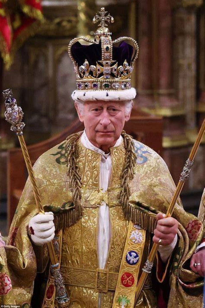 King Charles III is crowned with St Edward's Crown by The Archbishop of Canterbury the Most Reverend Justin Welby during his coronation ceremony in Westminster AbbeyThe Coronation of King Charles III, London, UK - 06 May 2023