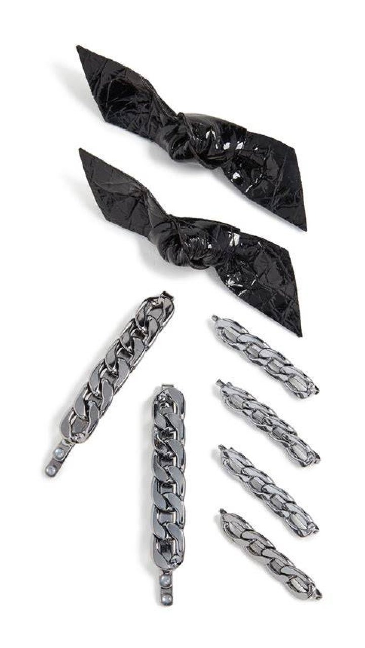 Kitsch x Justine Marjan Chain and Bow Bobby Pin Set, $49, mykitsch.com