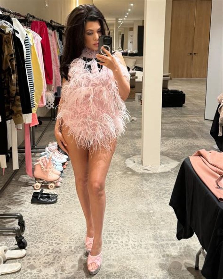 Kourtney Kardashian In A Pink Swimsuit