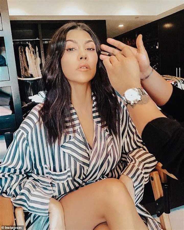 Kourtney Kardashian In A Striped Skirt