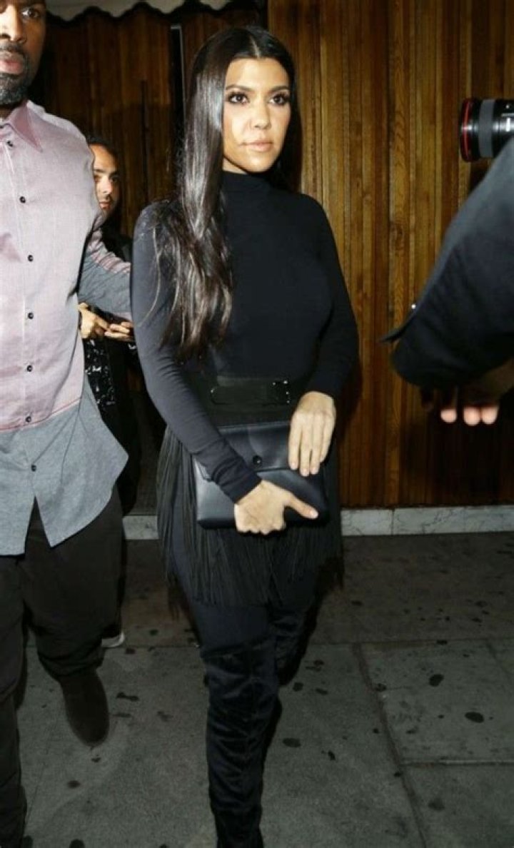 Kourtney Kardashian Wears Black Suede Studio