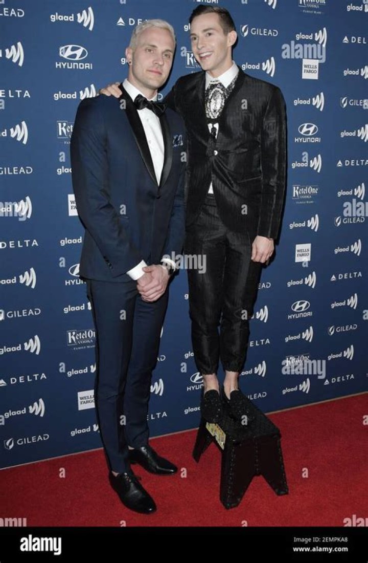 (L-R) Jussi-Pekka Kajaala and Adam Rippon at the 30th Annual GLAAD Media Awards held at the Beverly Hilton in Beverly Hills, CA on Thursday, March 28, 2019. (Photo By Sthanlee B. Mirador/Sipa USA)(Sipa via AP Images)