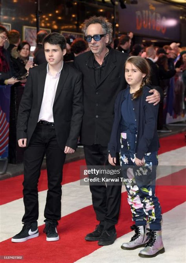 (L-R) Nell Burton, Tim Burton, Billy-Ray Burton and Levi the dog attend the Tim Burton Close Encounter red carpet during the 16th Rome Film Fest 2021 on October 23, 2021 in Rome, Italy.Tim Burton Close Encounter - 16th Rome Film Fest 2021, Italy - 23 Oct 2021