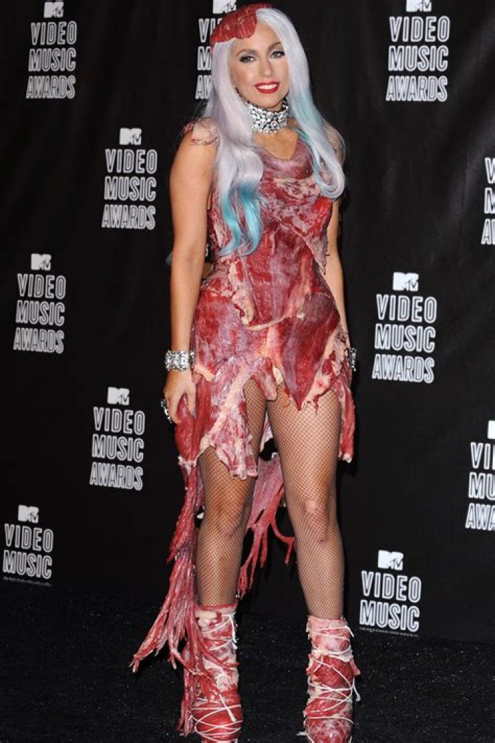 Lady Gaga Wearing A Meat Dress