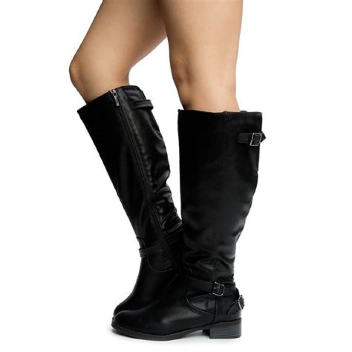 leading black mid calf boots