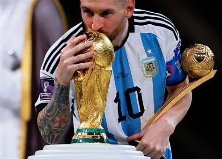 Lionel Messi with a trophy