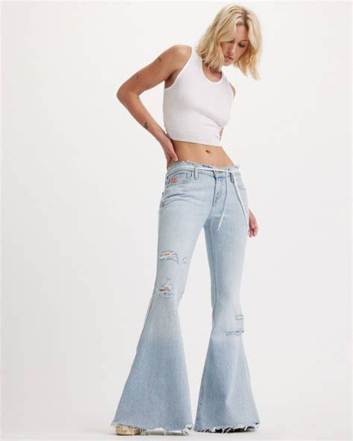 low rise fringe jeans