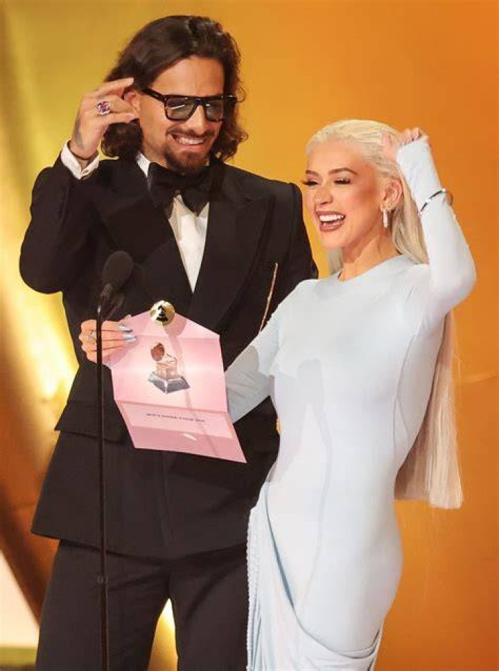 Maluma and Christina Aguilera at the 2024 Grammys