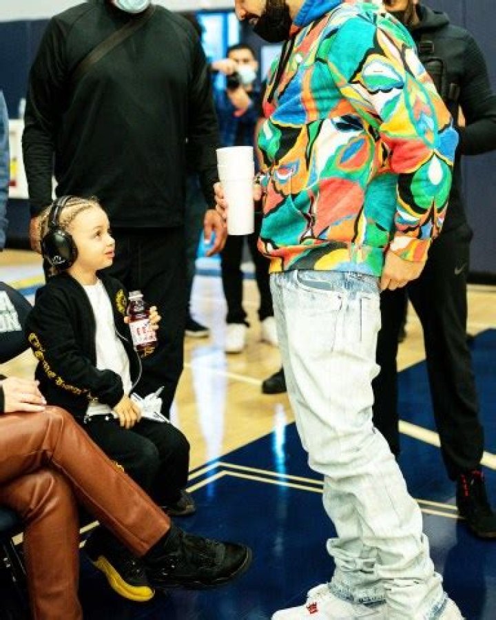 Mandatory Credit: Cassy Athena/London Entertainment/Shutterstock Mandatory Credit: Photo by Cassy Athena/London Entertainment/Shutterstock (12072771ag) Drake and son Adonis Graham Sierra Canyon v Corona Centennial, CIF Southern Sectional Basketball Finals, Chatsworth, Los Angeles, California, USA - 11 Jun 2021