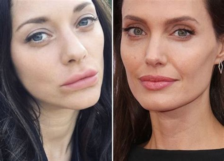 marion cotillard plumped lips dark hair angelina jolie twin