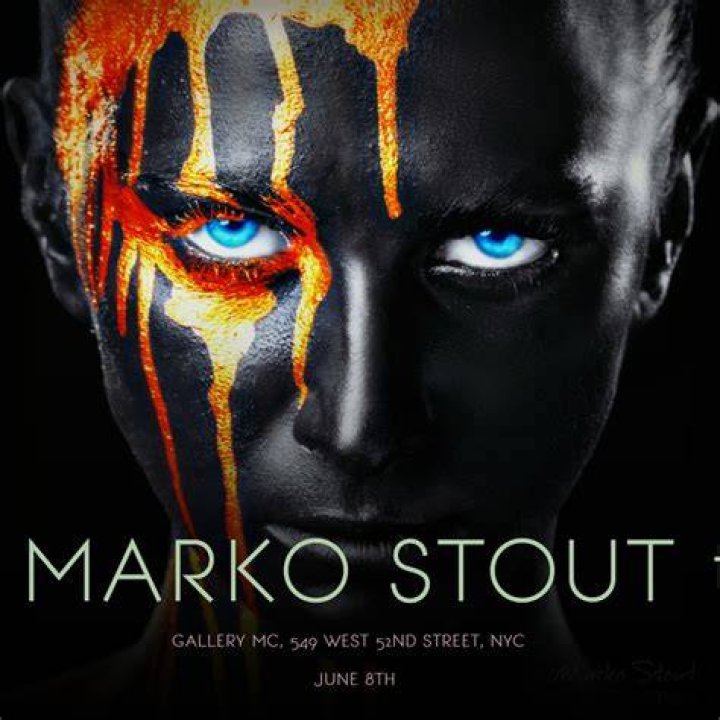 Marko Stout in his element, showcasing his vibrant new works at the Anita Rodgers Gallery