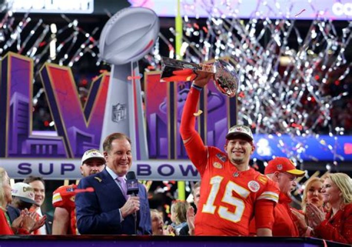 MVP Patrick Mahomes of the Kansas City Chiefs poses with his wife, Brittney Mahomes, their children, Sterling, 1, and Bronze, 11 weeks old, in front of Sleeping Beauty Castle at Disneyland Park in Anaheim, Calif., Feb. 13, 2023. Mahomes visited the Disneyland Resort during the Disney100 Celebration less than 24 hours after the Kansas City Chiefs victory over the Philadelphia Eagles in Super Bowl LVII. (Christian Thompson/Disneyland Resort) MVP Patrick Mahomes Celebrates Super Bowl LVII Win with First Family Visit to Disneyland Resort, Anaheim, CA, USA - 13 Feb 2023