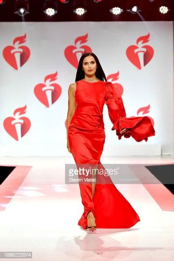 Padma Lakshmi Walks The Heart Truth Go Red for Women Red Dress Show In 2019
