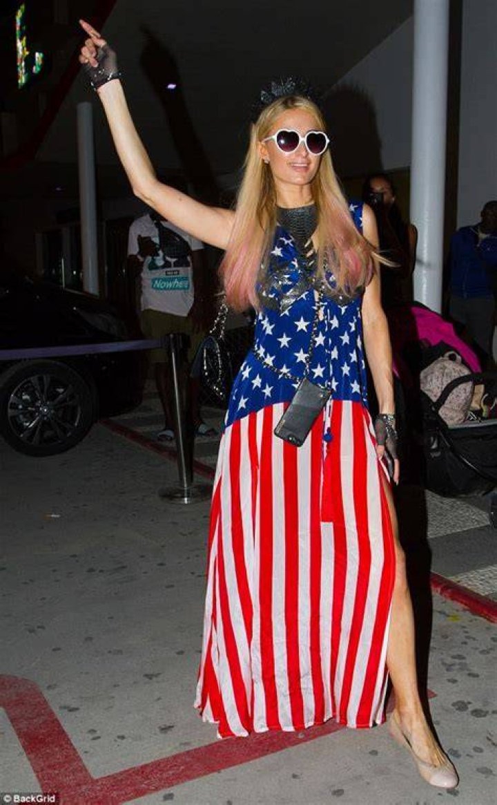 Paris Hilton In American Flag Bikini Top