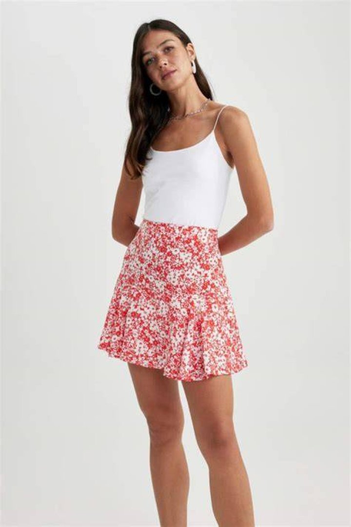 Patterned top & mini skirt at Nicole Miller Spring 2016
